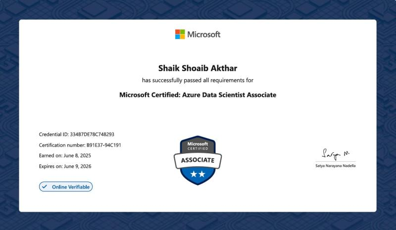 Microsoft Certified: Azure Data Scientist Associate