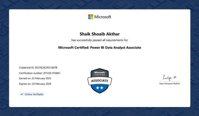 Microsoft Certified: Power BI Data Analyst Associate