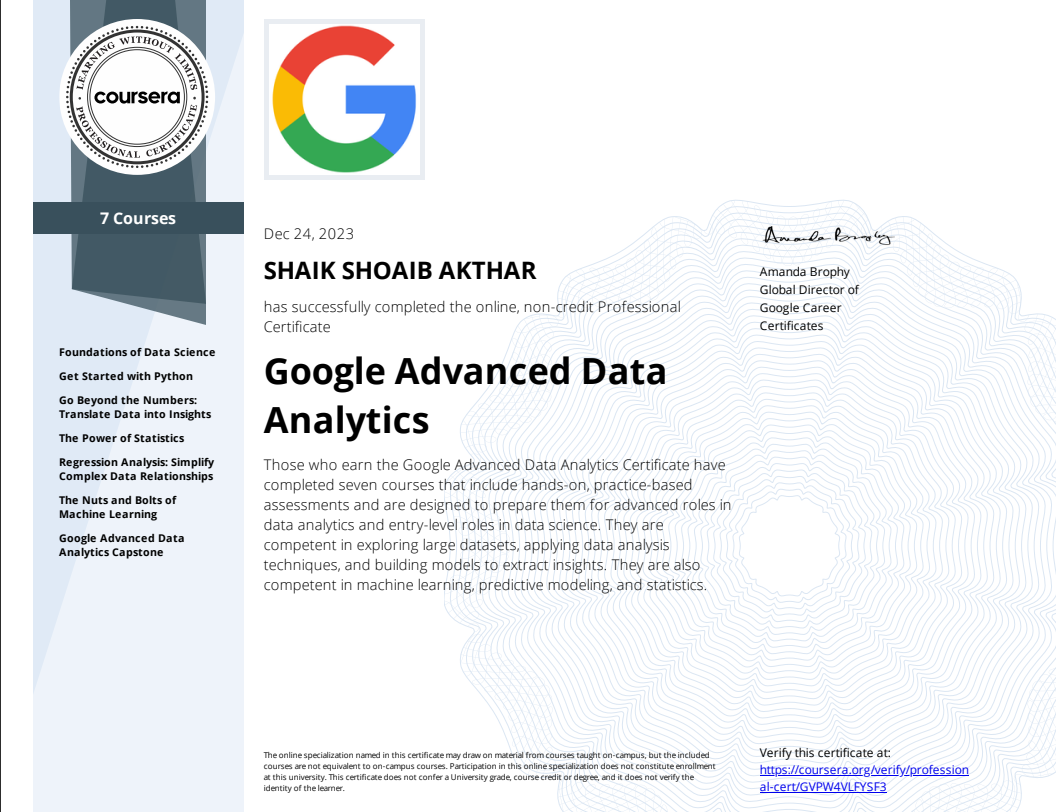 Google Advanced Data Analytics